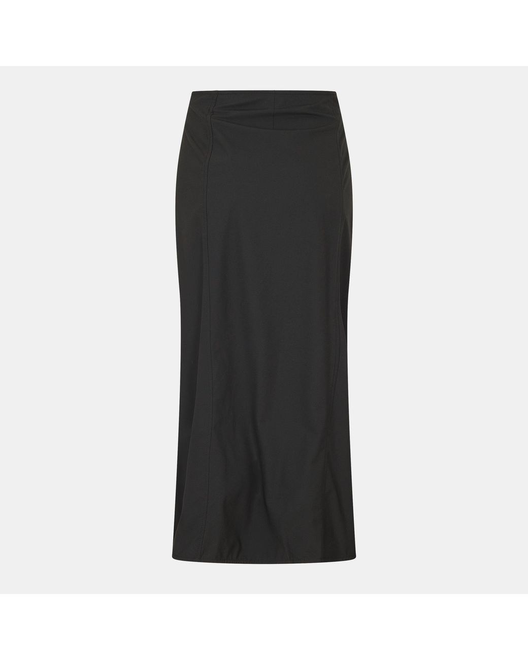 Ganni Black Solid Color Minimalist Fashion Midi Skirt