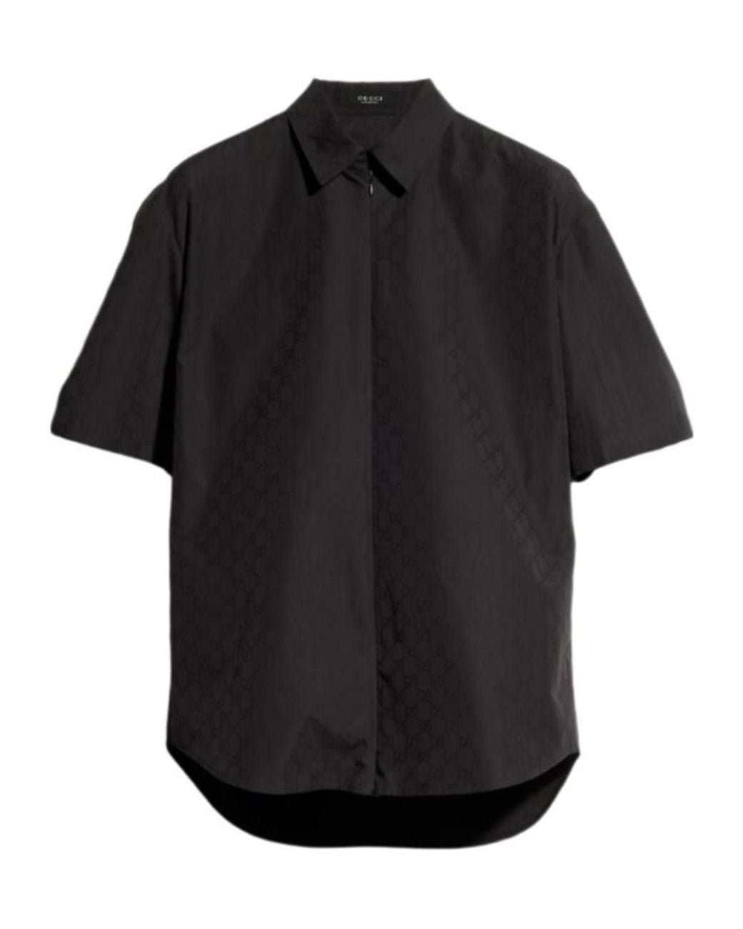 Gucci Black Gg Cotton Poplin Zip Shirt for men