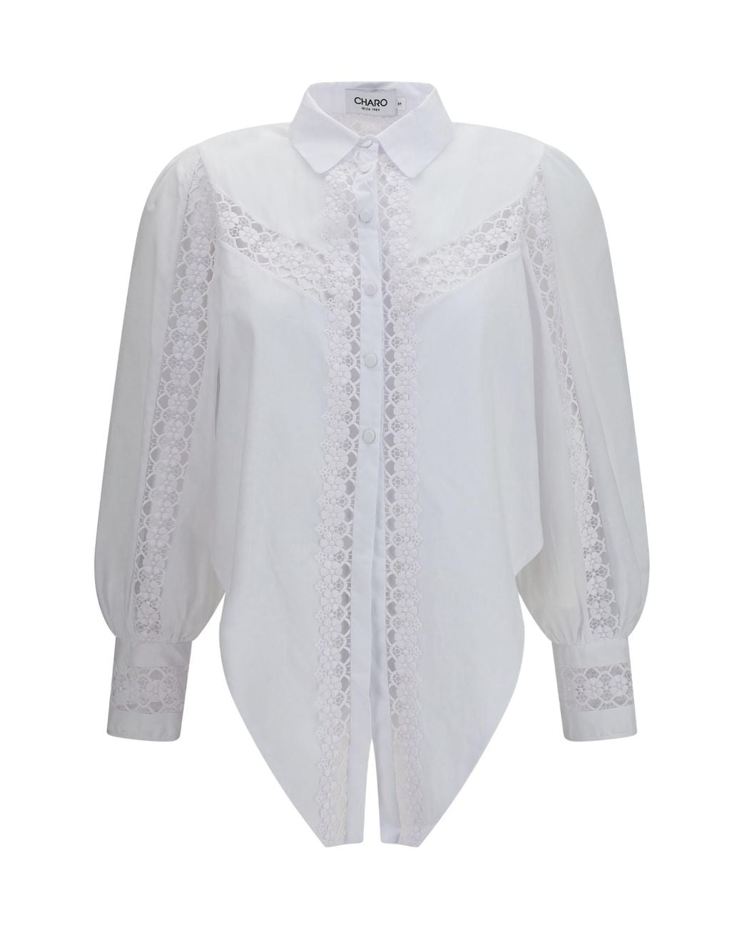 Charo Ruiz White Devi Lace-Insert Blouse