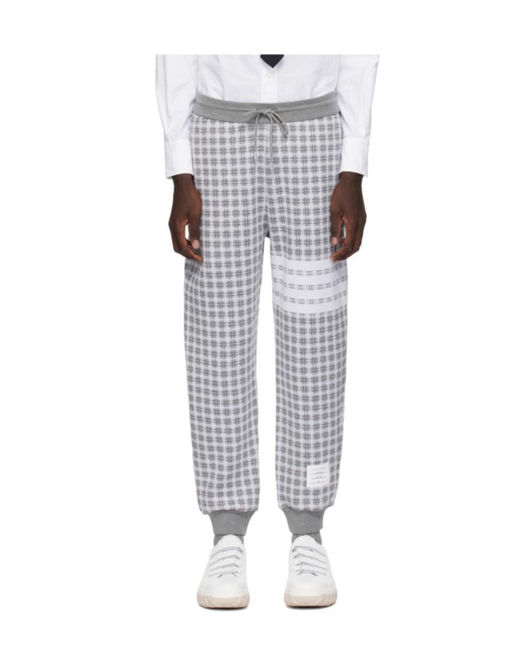 Thom Browne Black Check Jacquard 4-Bar Sweatpants for men