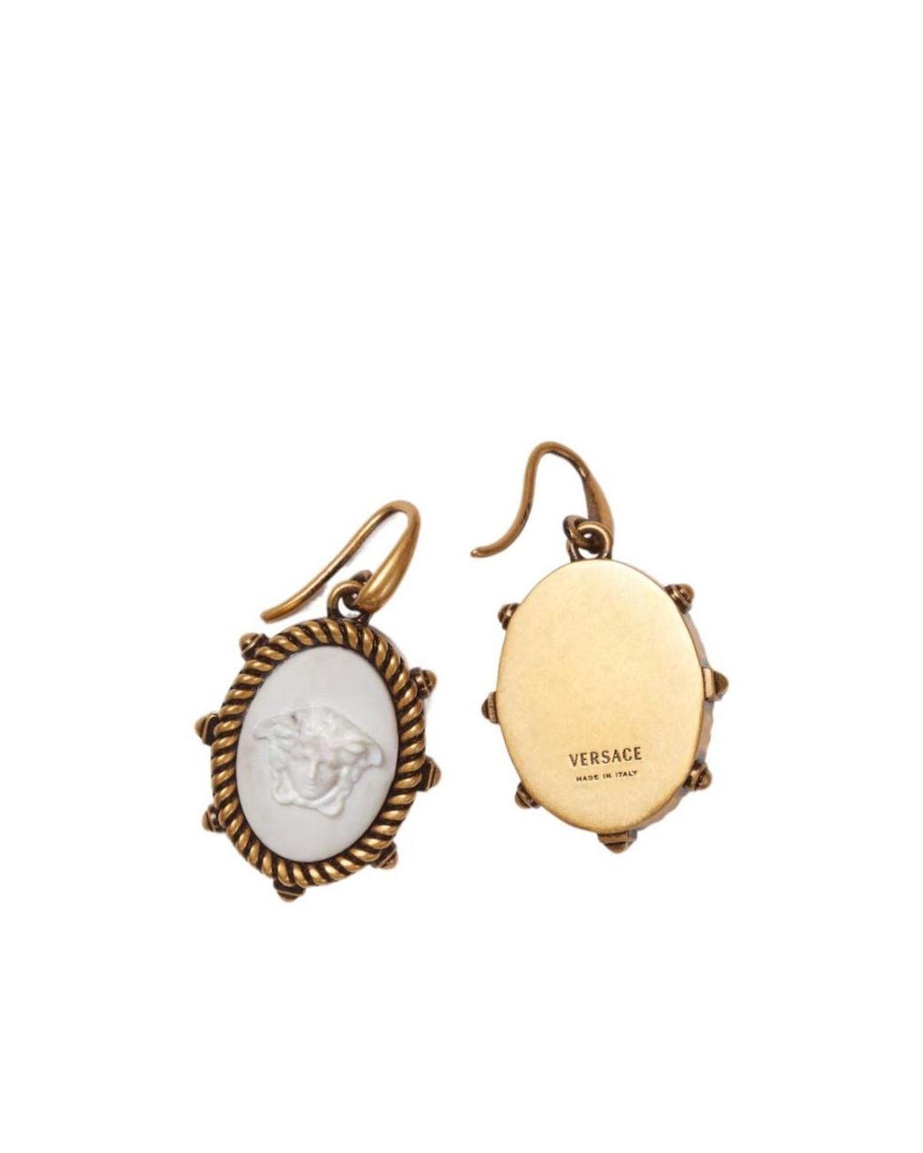 Versace Metallic Cameo Medusa Drop Earrings