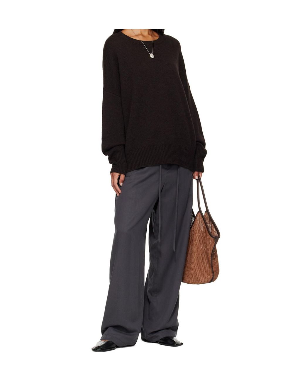 Lisa Yang Black Ribbed Crew Neck Sweater
