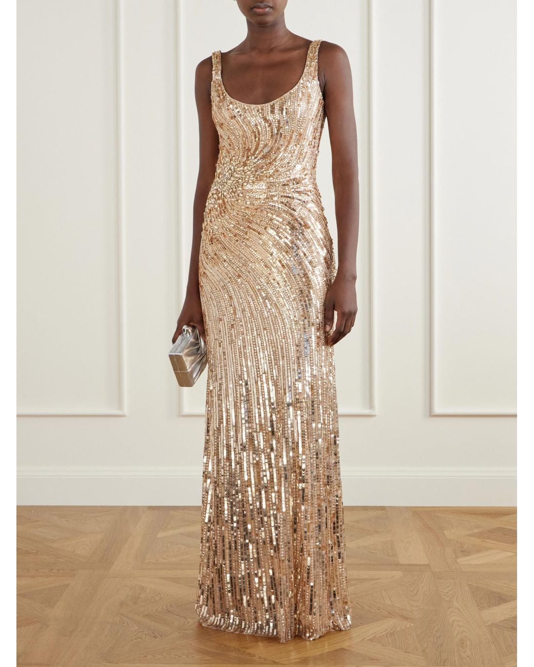 Jenny Packham Natural Sequin Sunflower Dress