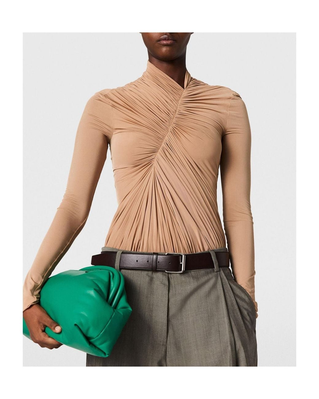 Stella McCartney White Draped Crepe-Jersey Bodysuit