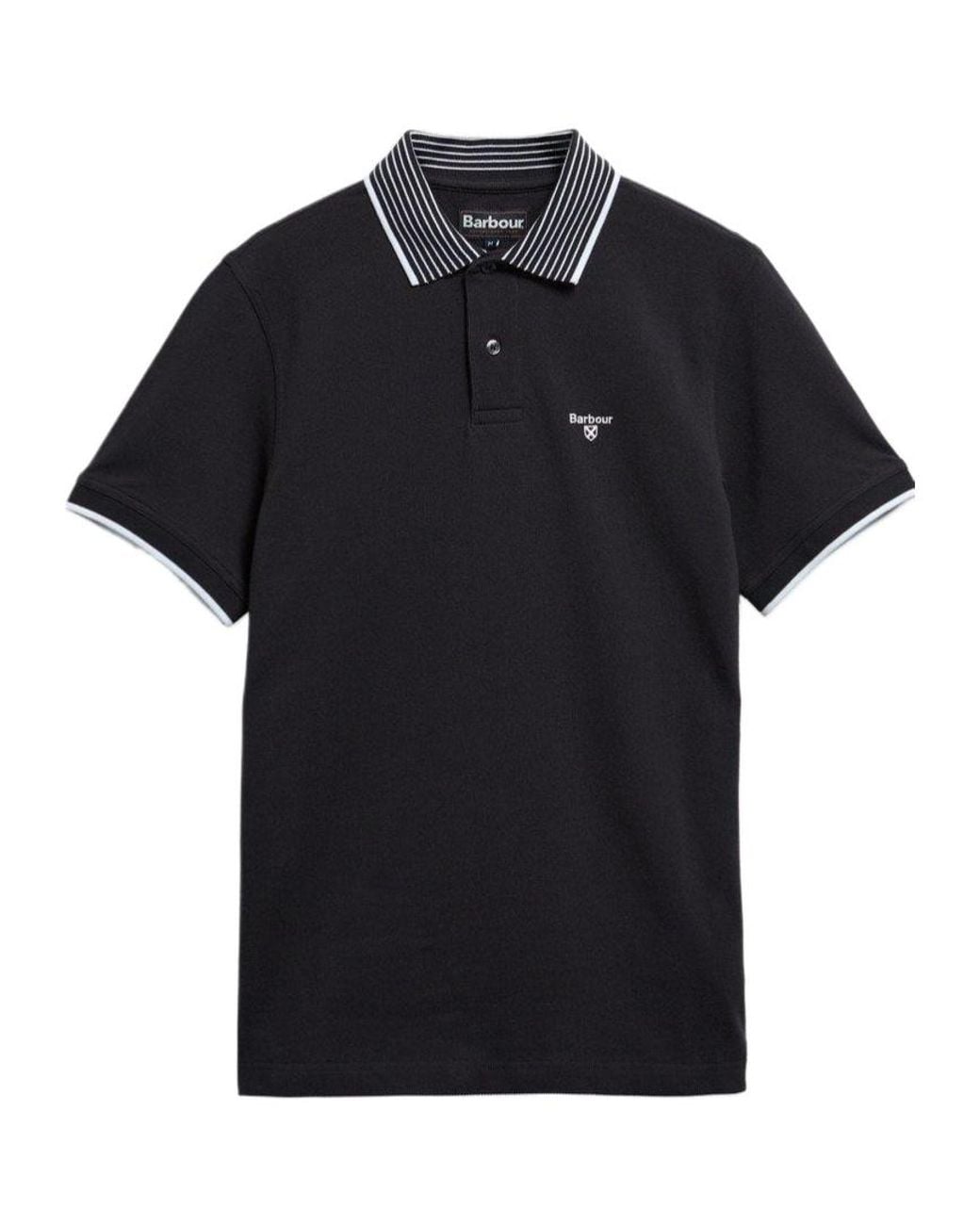 Barbour Black Short-Sleeved Polo Shirt for men