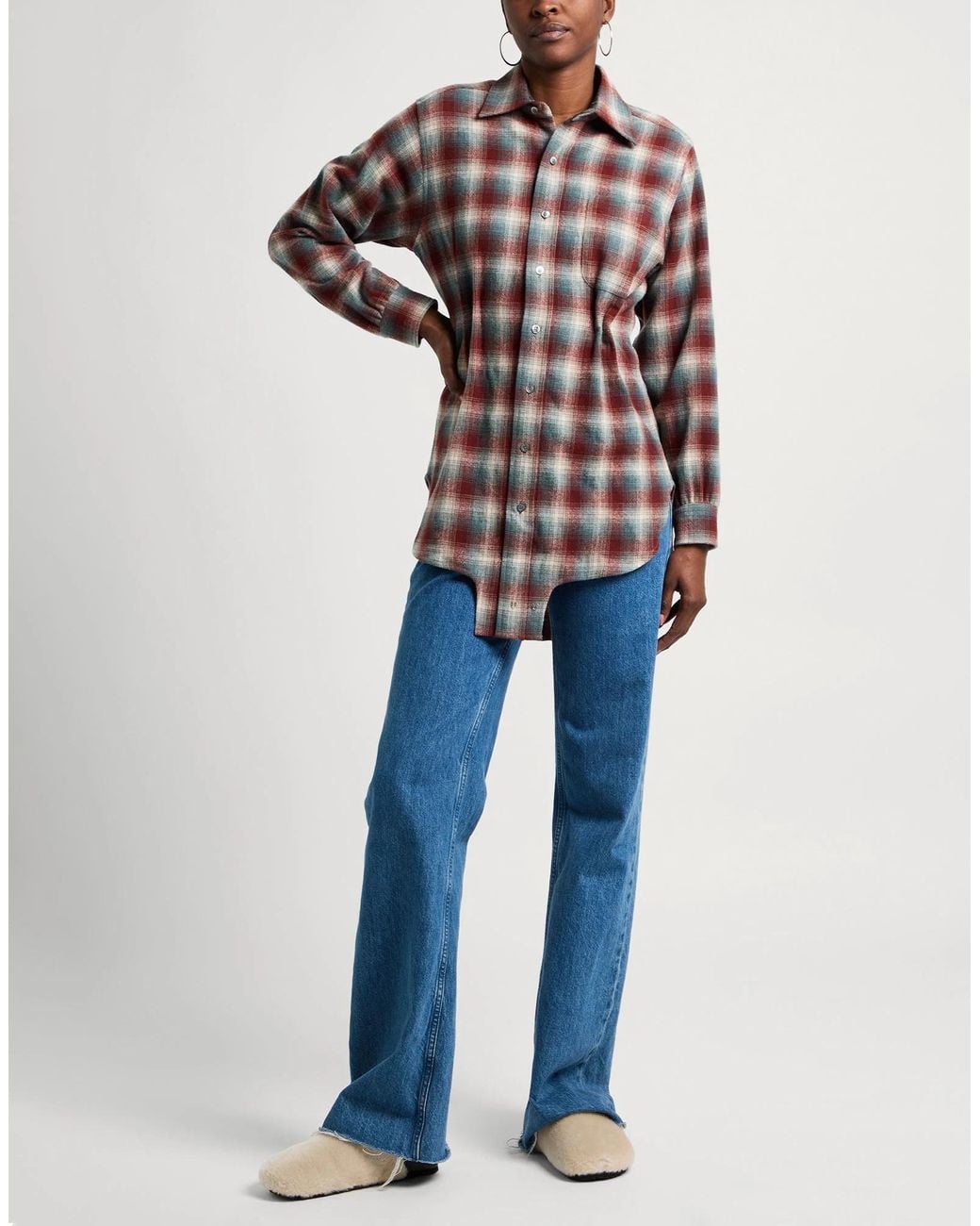 Maison Margiela Gray Classic Plaid Long-Sleeve Wool Shirt
