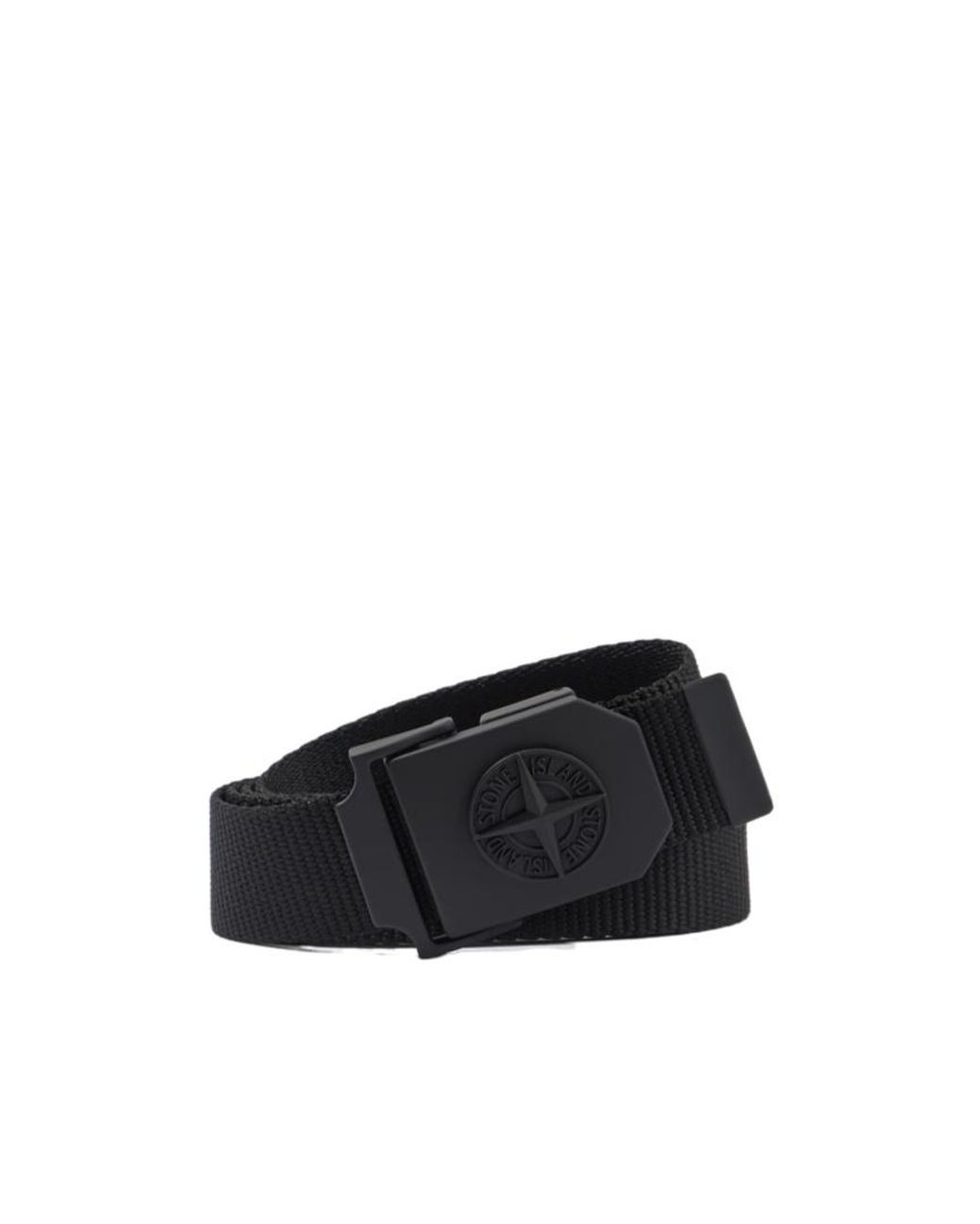 Stone Island Black Logo Buckle Belt for men