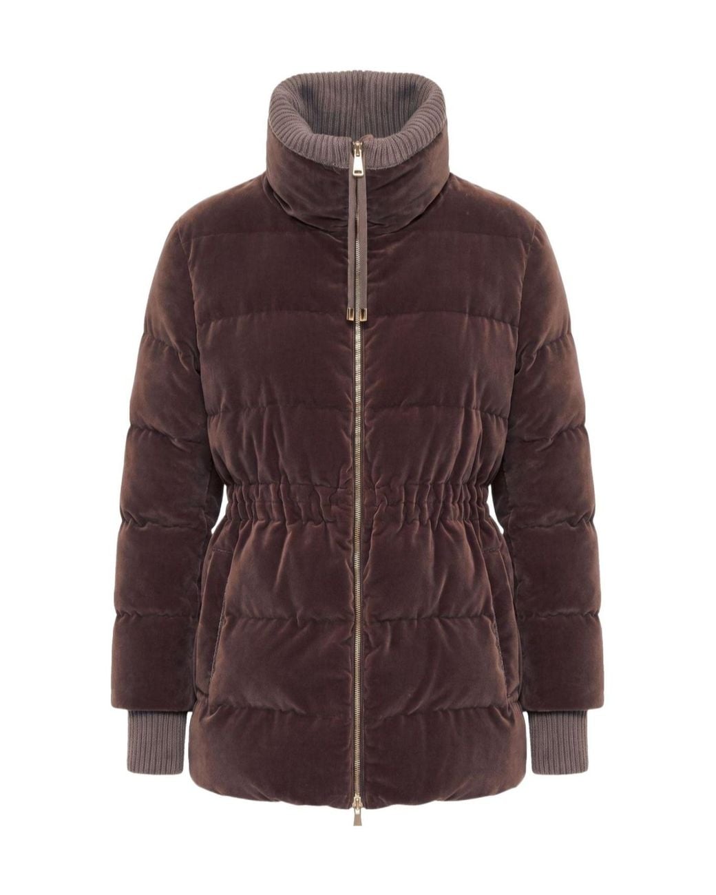Fabiana Filippi Brown Quilted Funnel Neck Jacket