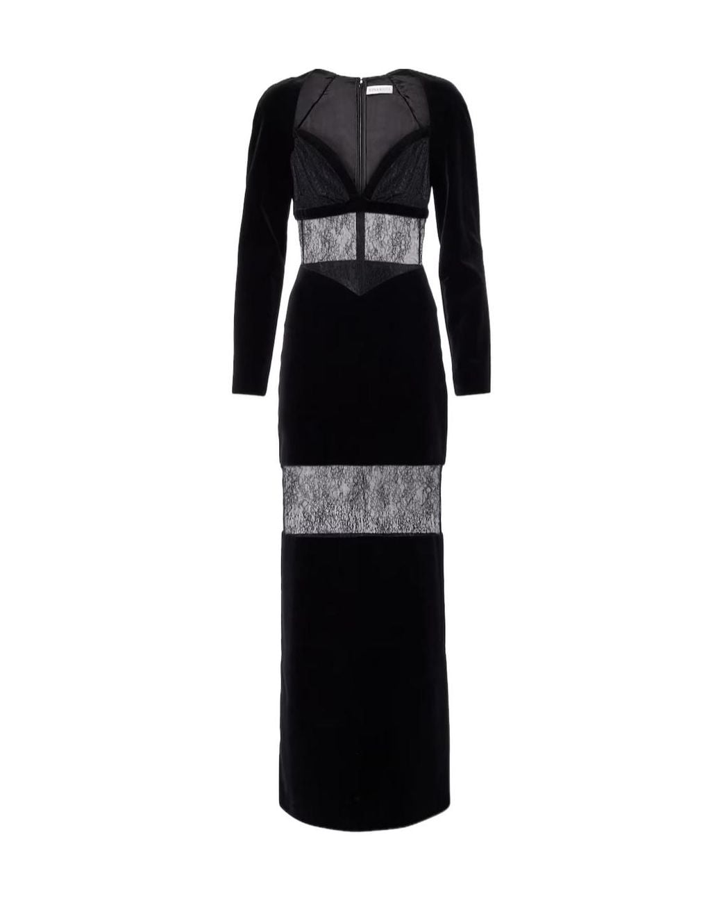 Nina Ricci Black Velvet And Lace Gown