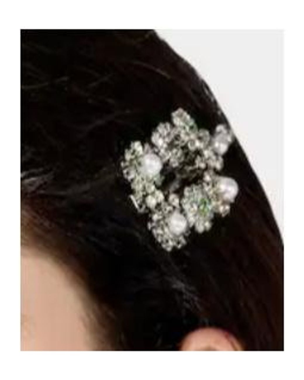 Roger Vivier White Flower Strass Hair Clip