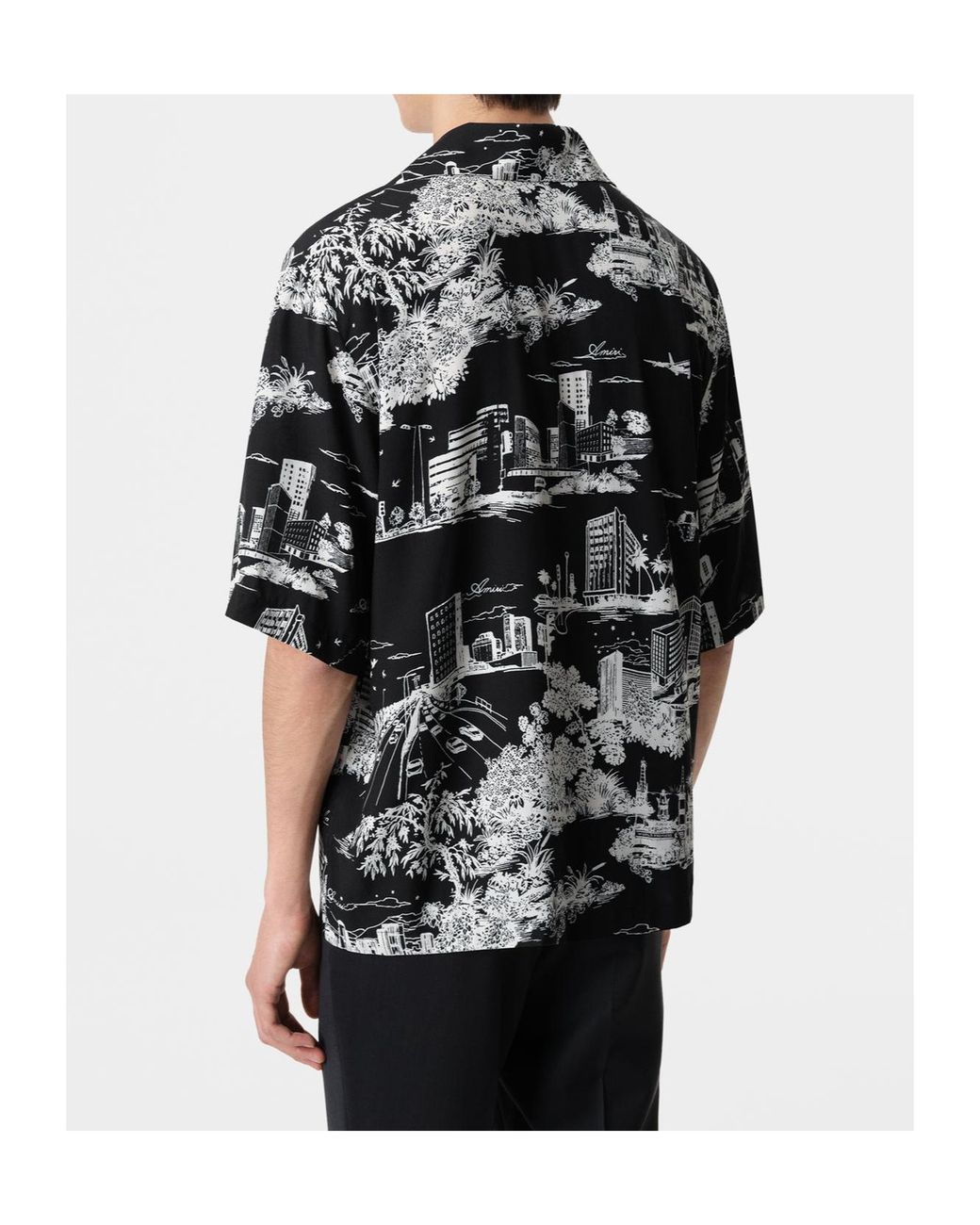 Amiri Gray La Landmark Short-Sleeved Shirt for men
