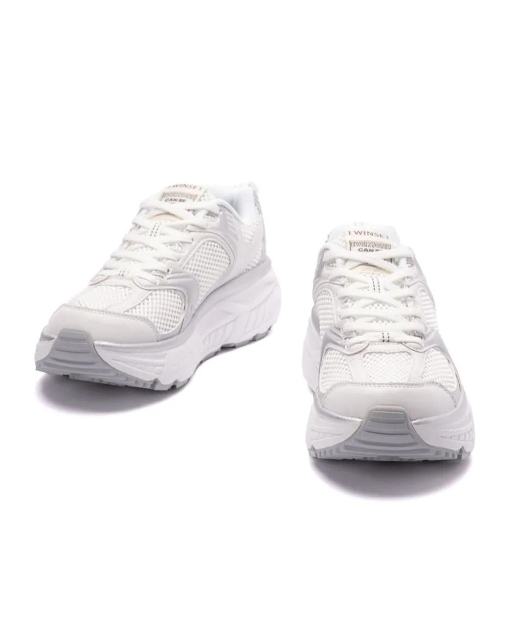 Twinset White Lace-Up Sneakers