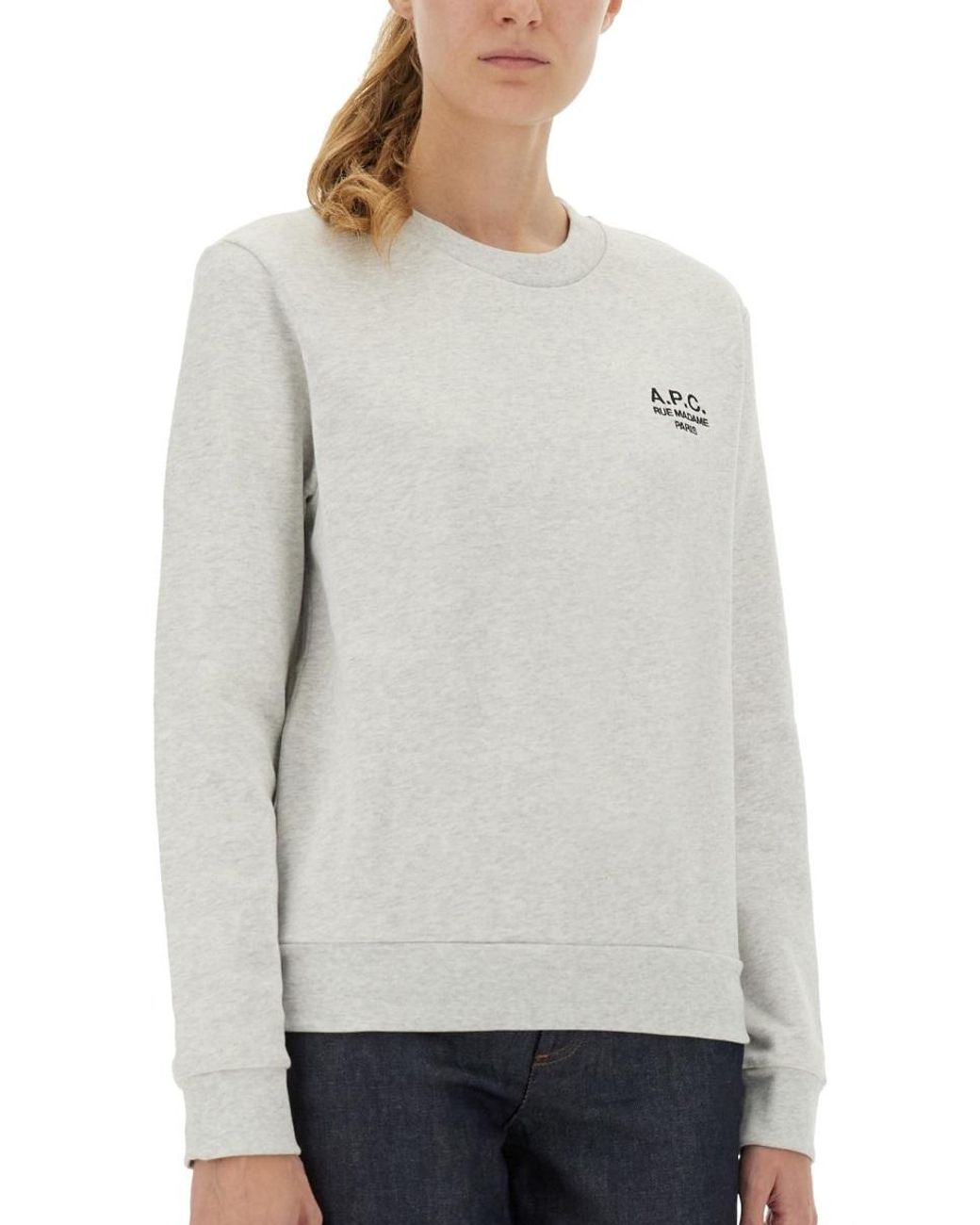 A.P.C. Gray Logo Embroidered Crewneck Sweatshirt