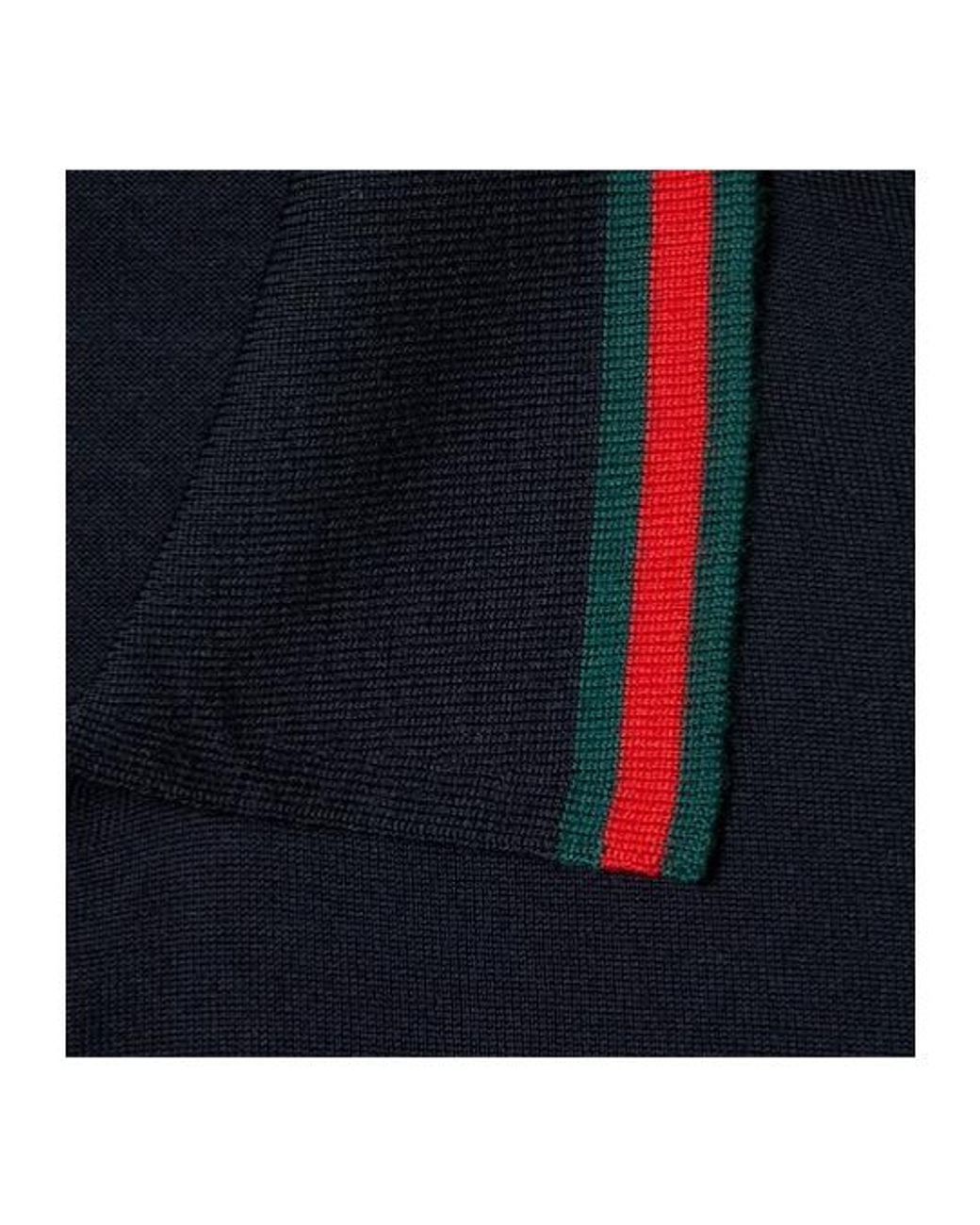 Gucci Blue Wool Knit Polo Shirt With Web Detail for men
