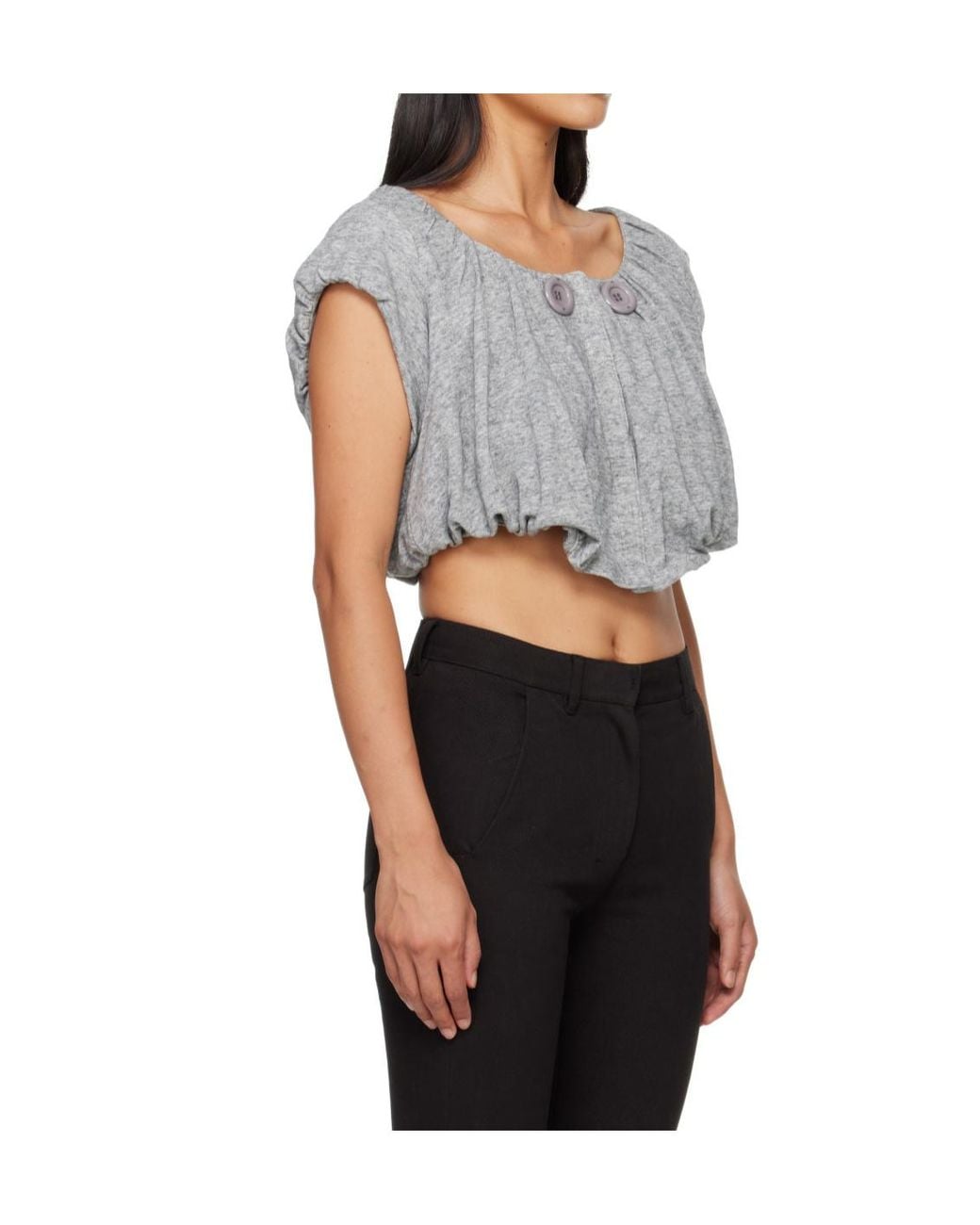 OPEN YY Gray Shirred Jersey Vest
