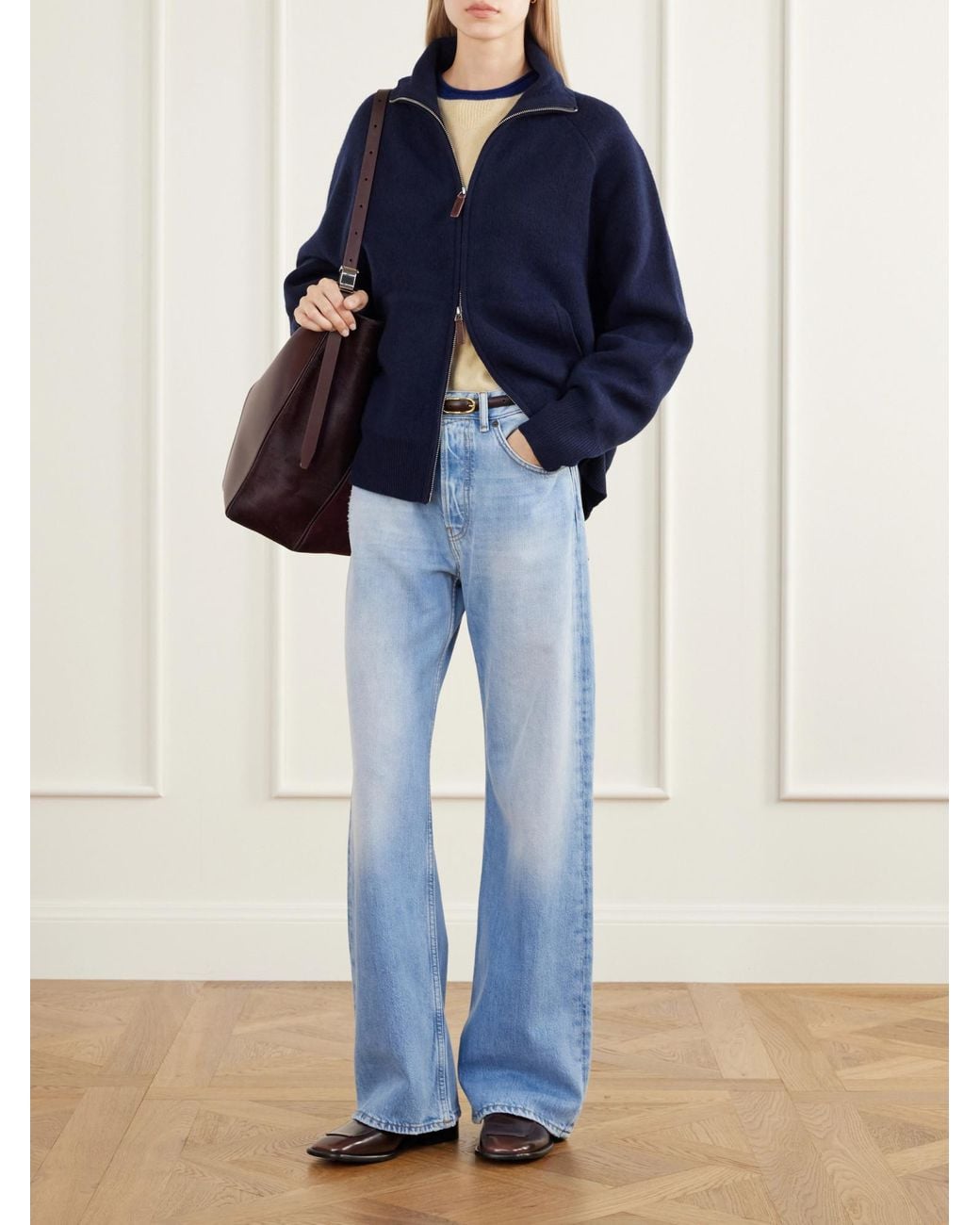 Guest In Residence Blue Rib-Trimmed Felted Jacket