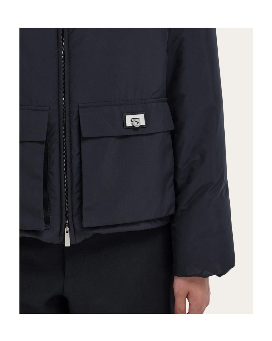 Ferragamo Blue Ferragamo Zip-Up Hooded Padded Jacket