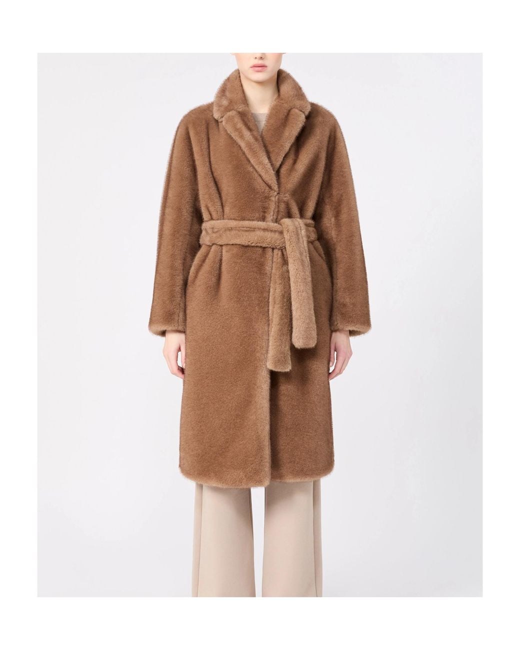 Max Mara Brown Soft-Textured Wrap Coat