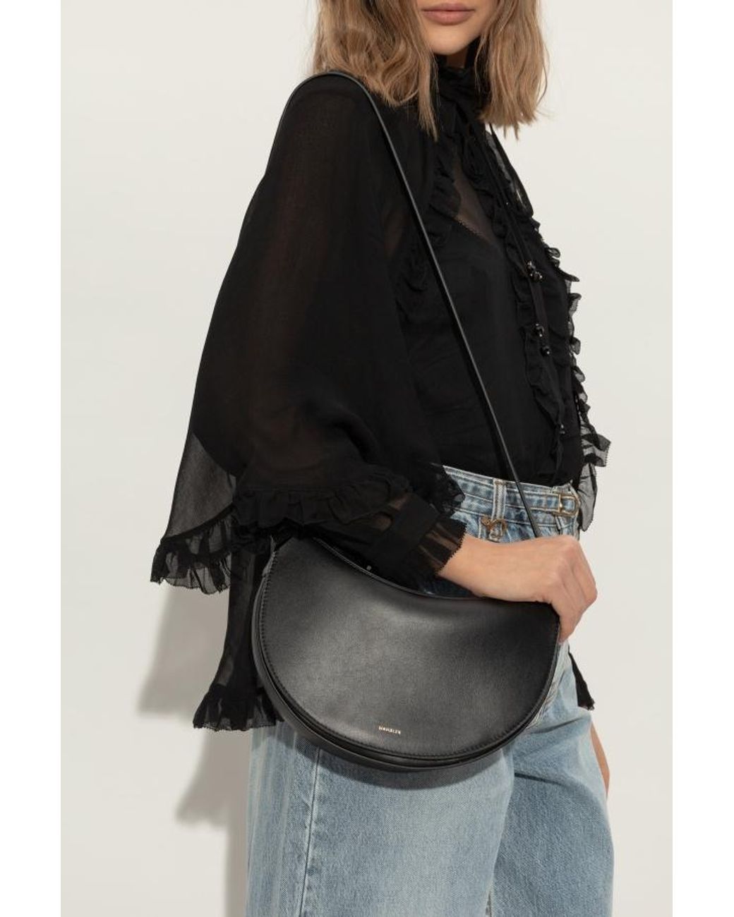 Wandler Black Kate Logo Stamp Large Shoulder Bag