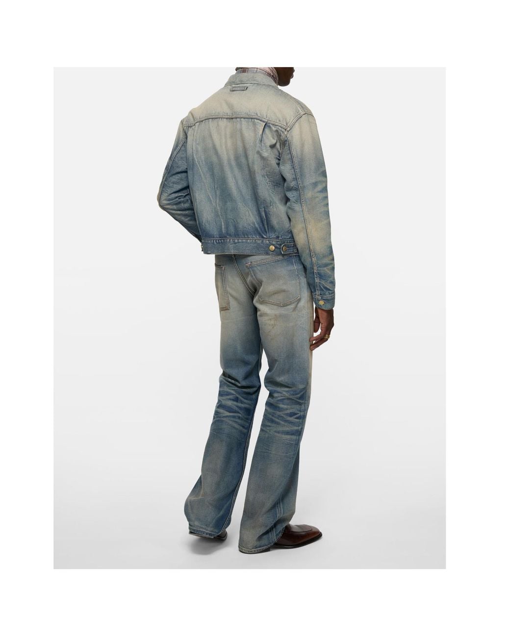 Acne Blue Scraped Denim Jacket for men