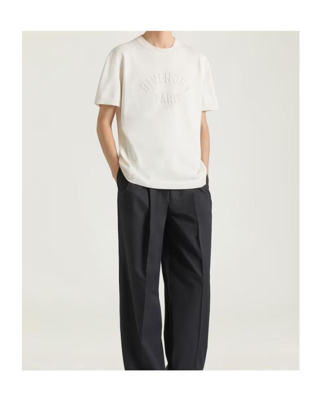 Givenchy White Paris Pearl Embroidered Crewneck T-Shirt for men