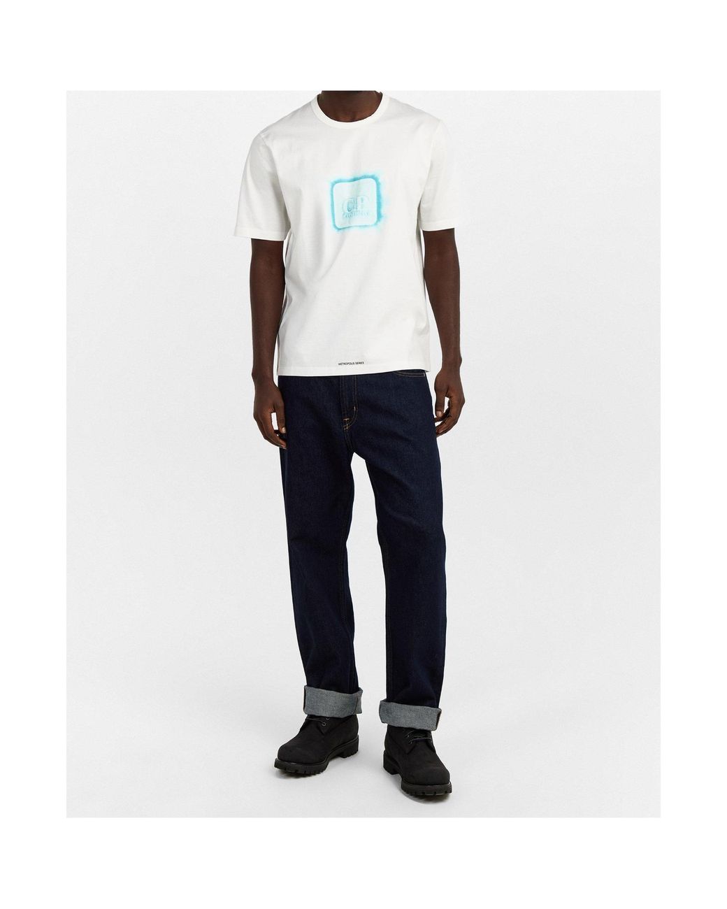 C P Company White Front Logo T-Shirt for men