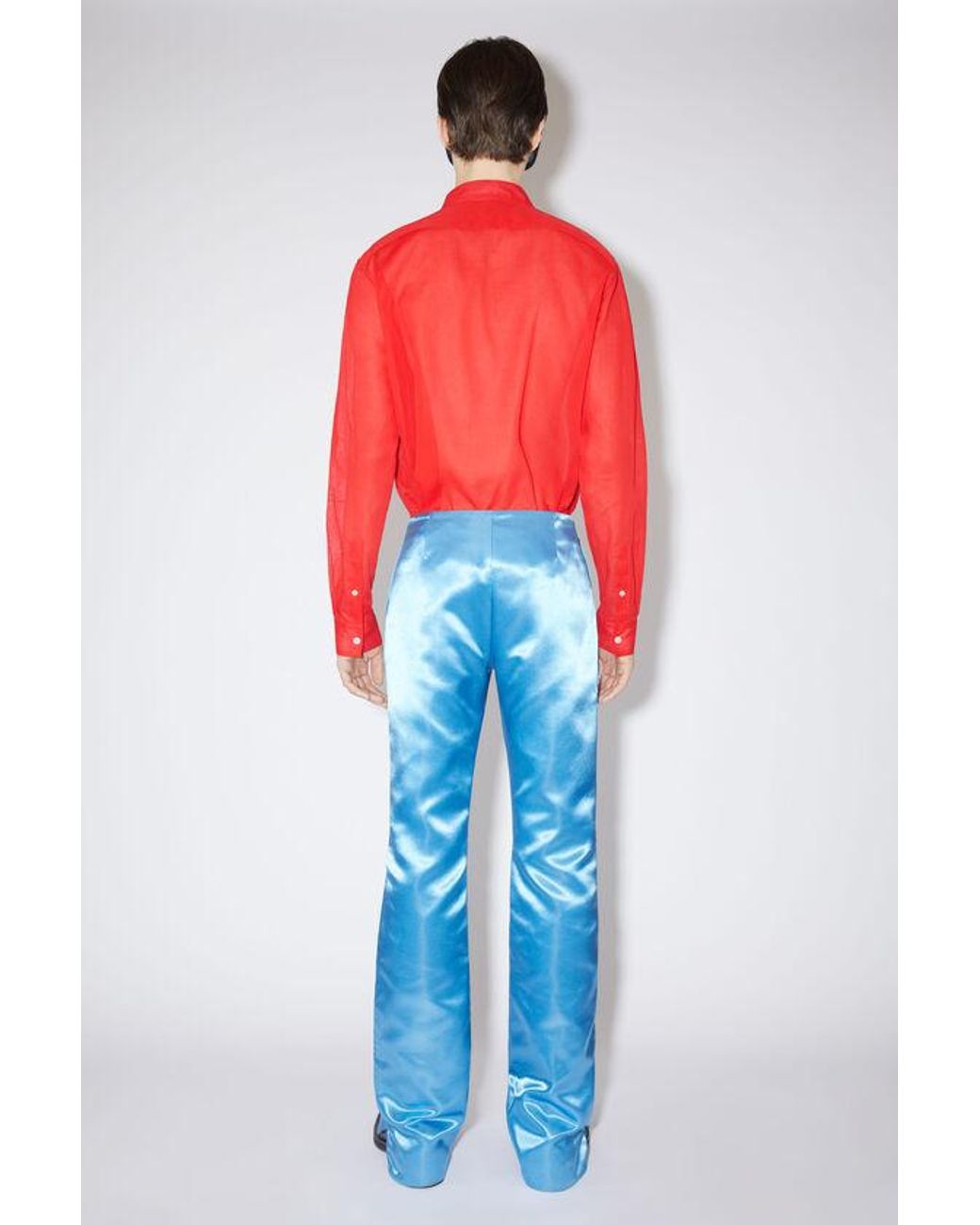 Acne Blue Satin Casual Pants for men