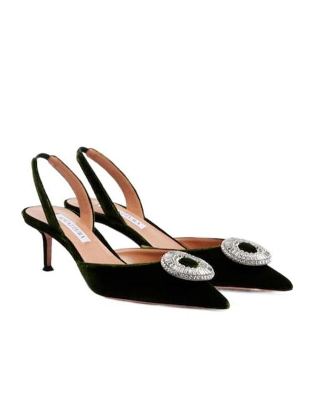 Aquazzura Metallic Embellished Velvet Slingback Pumps