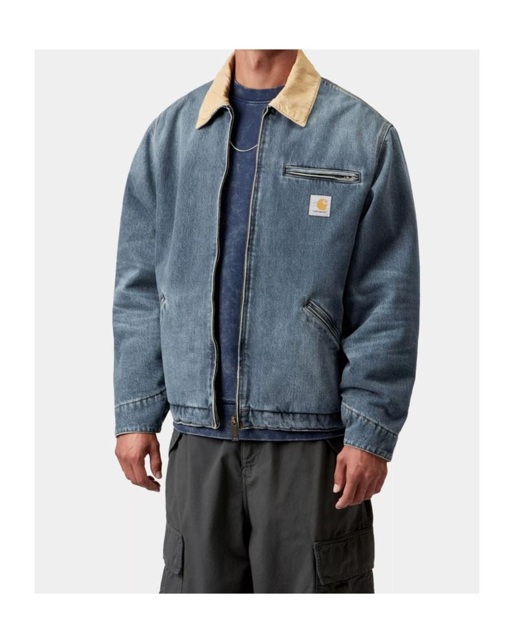 Carhartt Blue Detroit Cord-Collar Denim Jacket for men