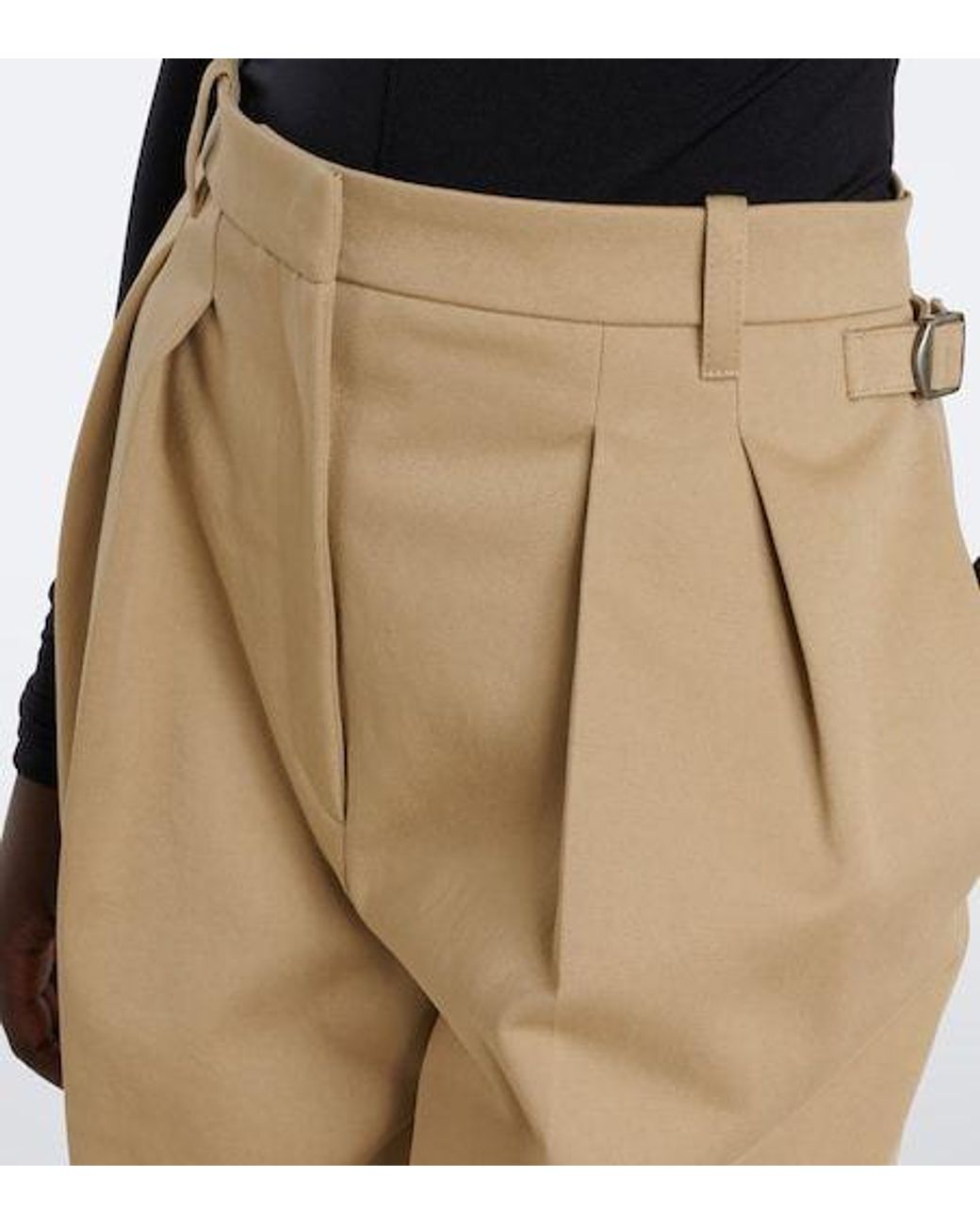 Mugler Natural Pleated Cotton-Blend Cargo Pants