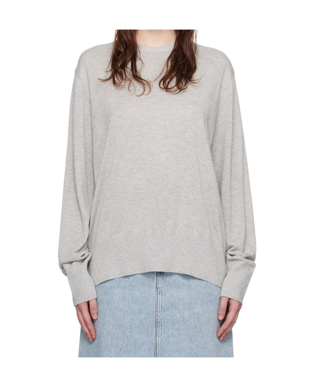 Totême Gray Totême Ribbed Crewneck Sweater