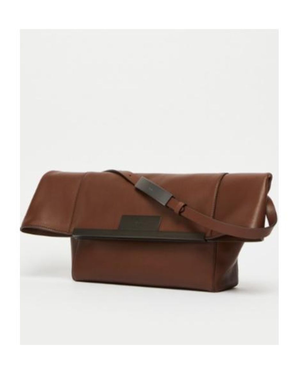 Max Mara Brown Small Natural Leather Clutch Bag