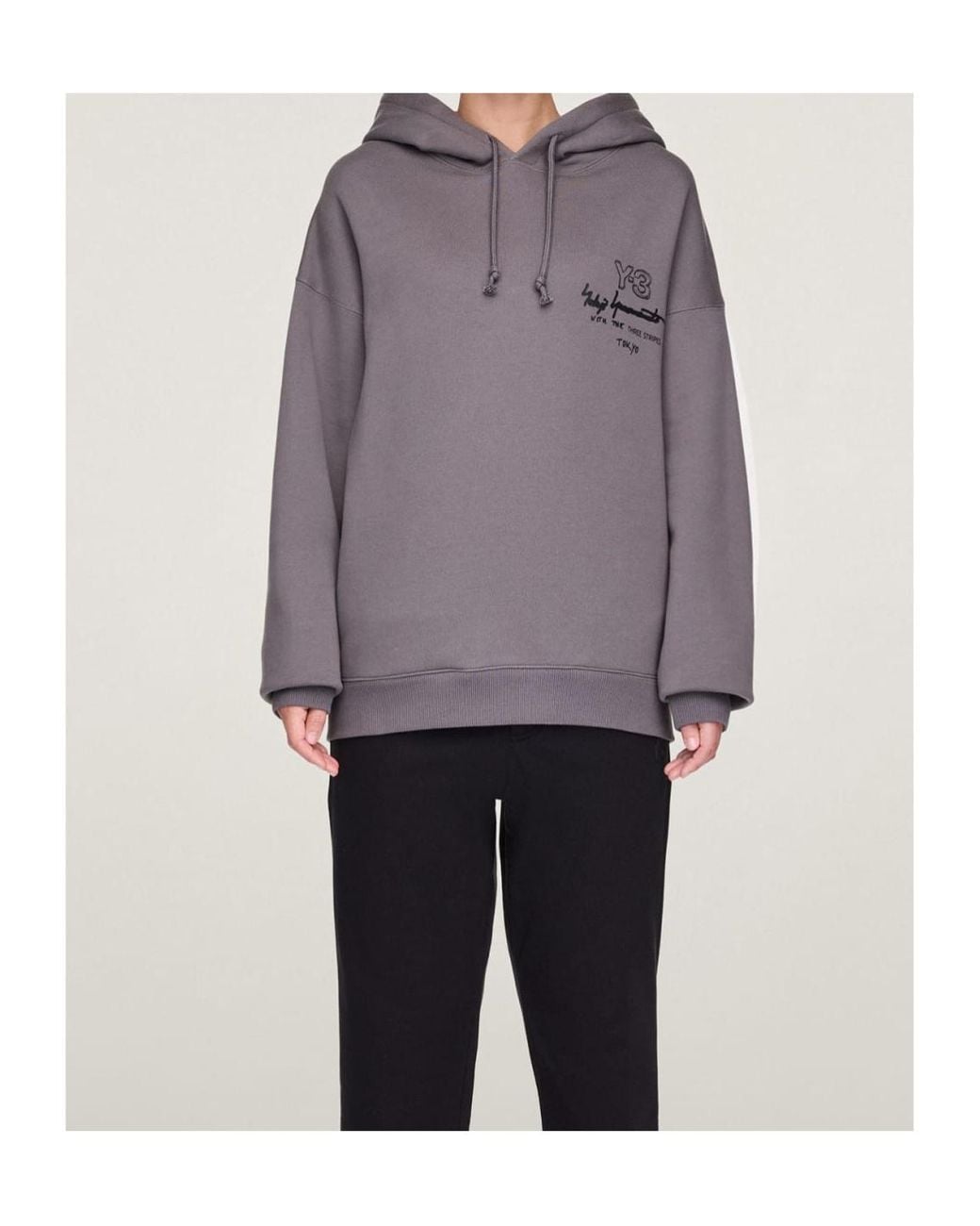Y-3 Gray Graphic Ft Hoodie for men