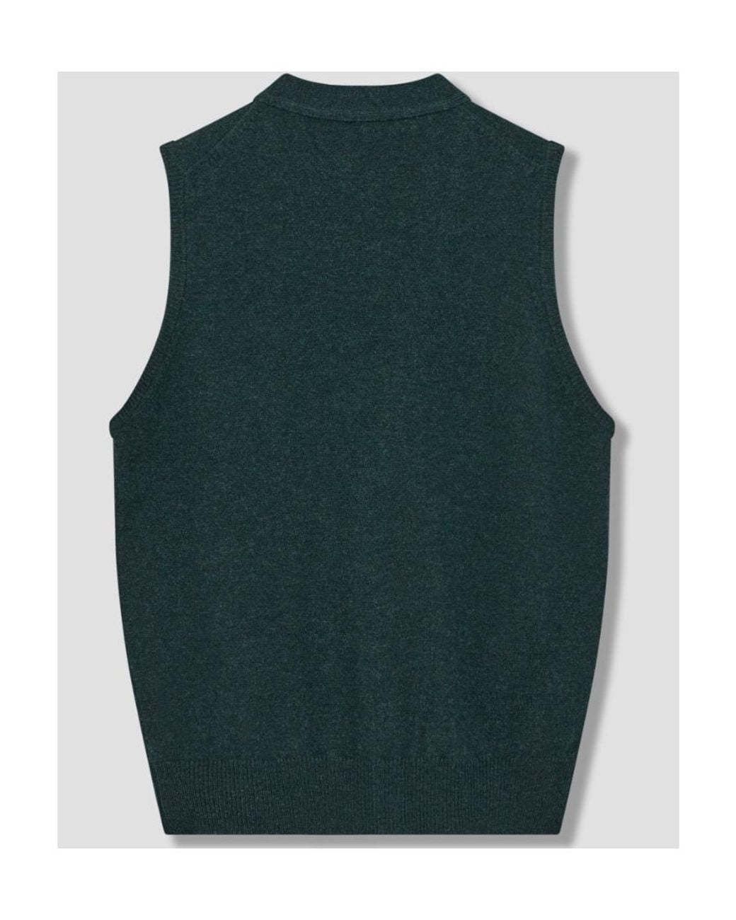 Drake's Green Sleeveless Cardigan for men