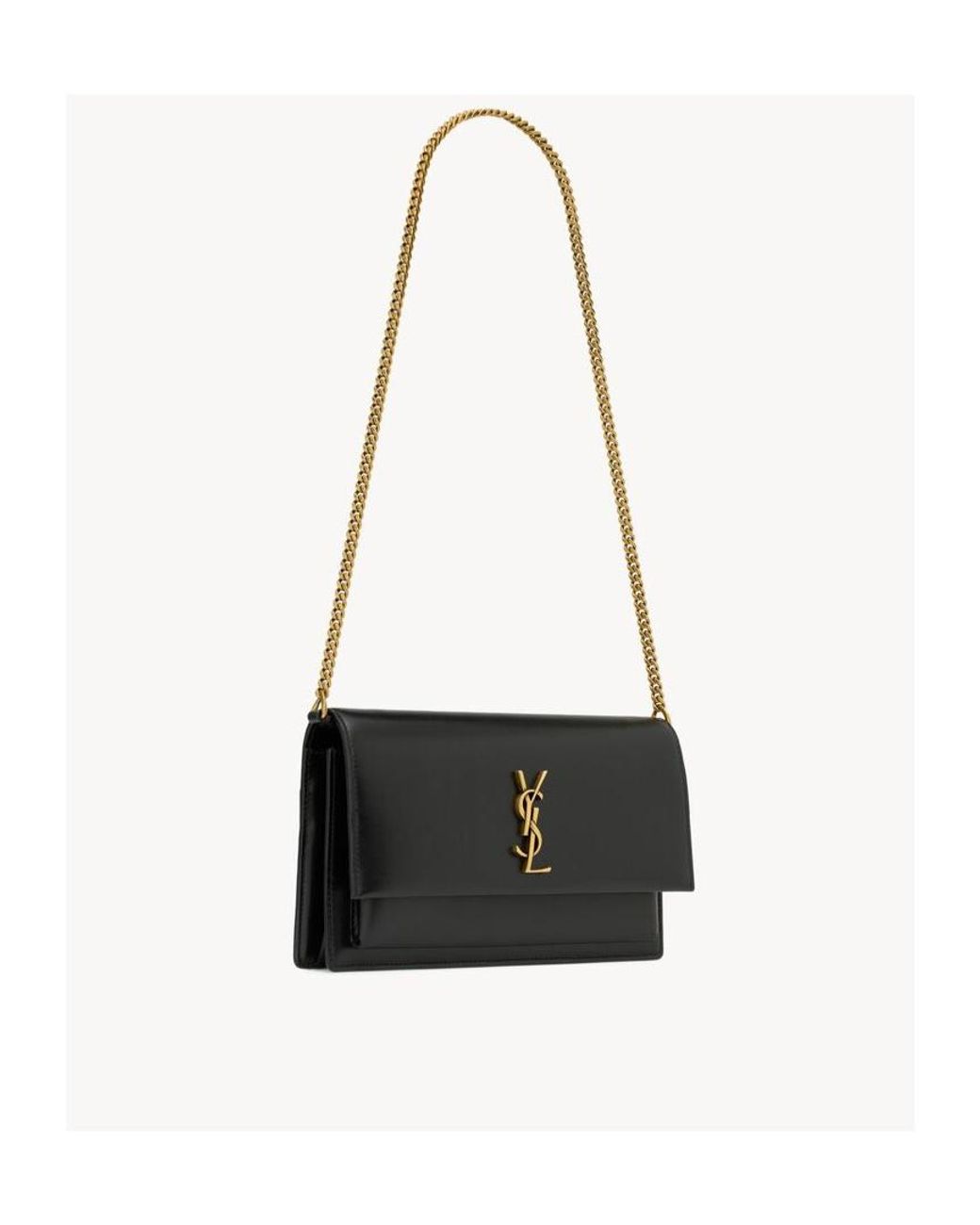 Saint Laurent White Sunset Foldover Top Clutch Bag