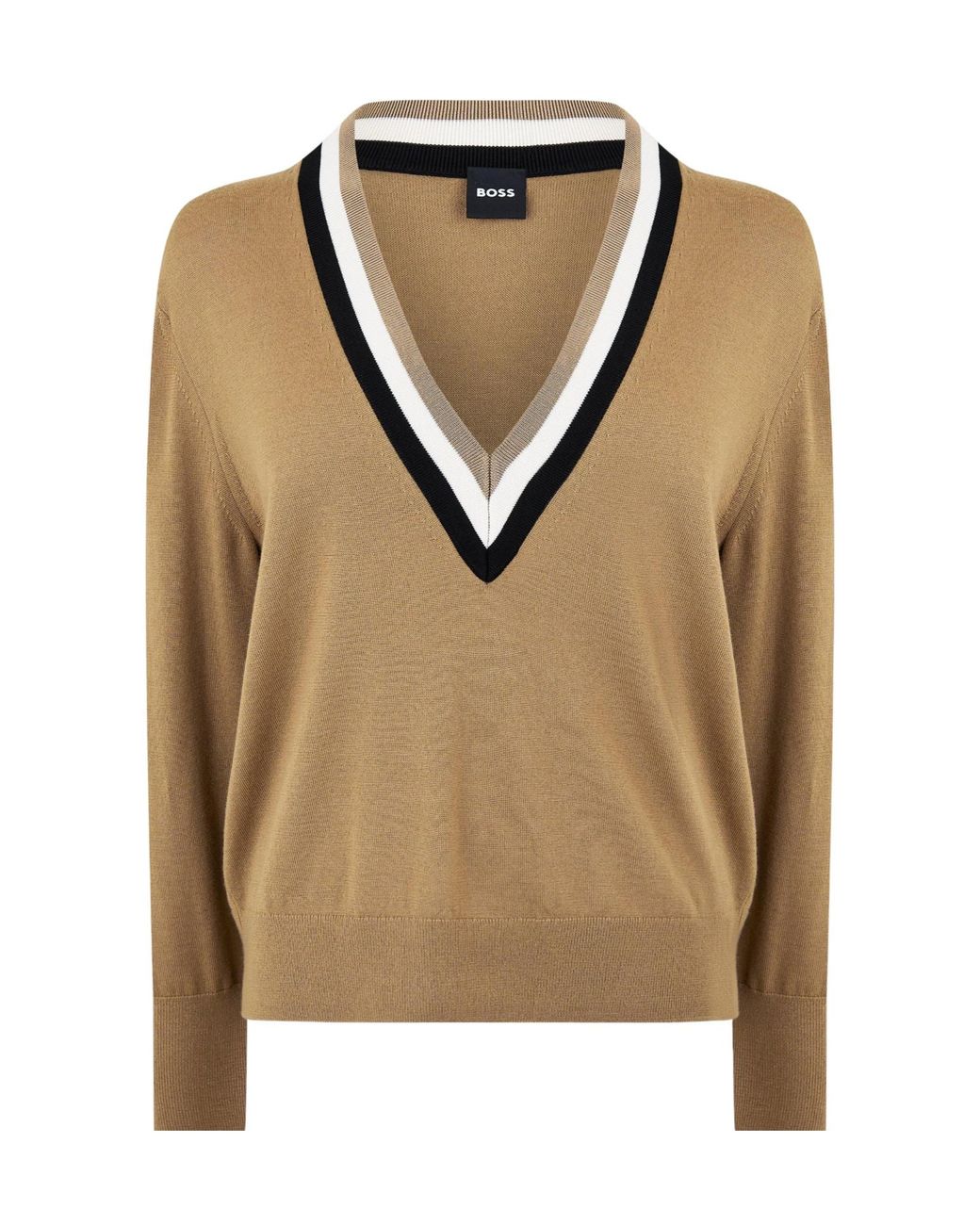 Boss Natural V-Neck Knitted Sweater