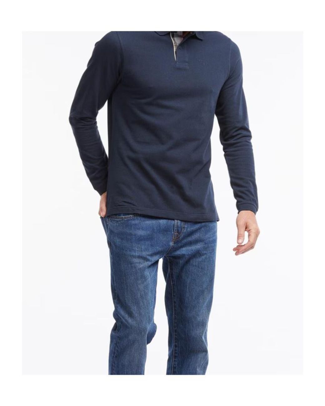 Barbour Blue Long-Sleeved Polo Shirt for men