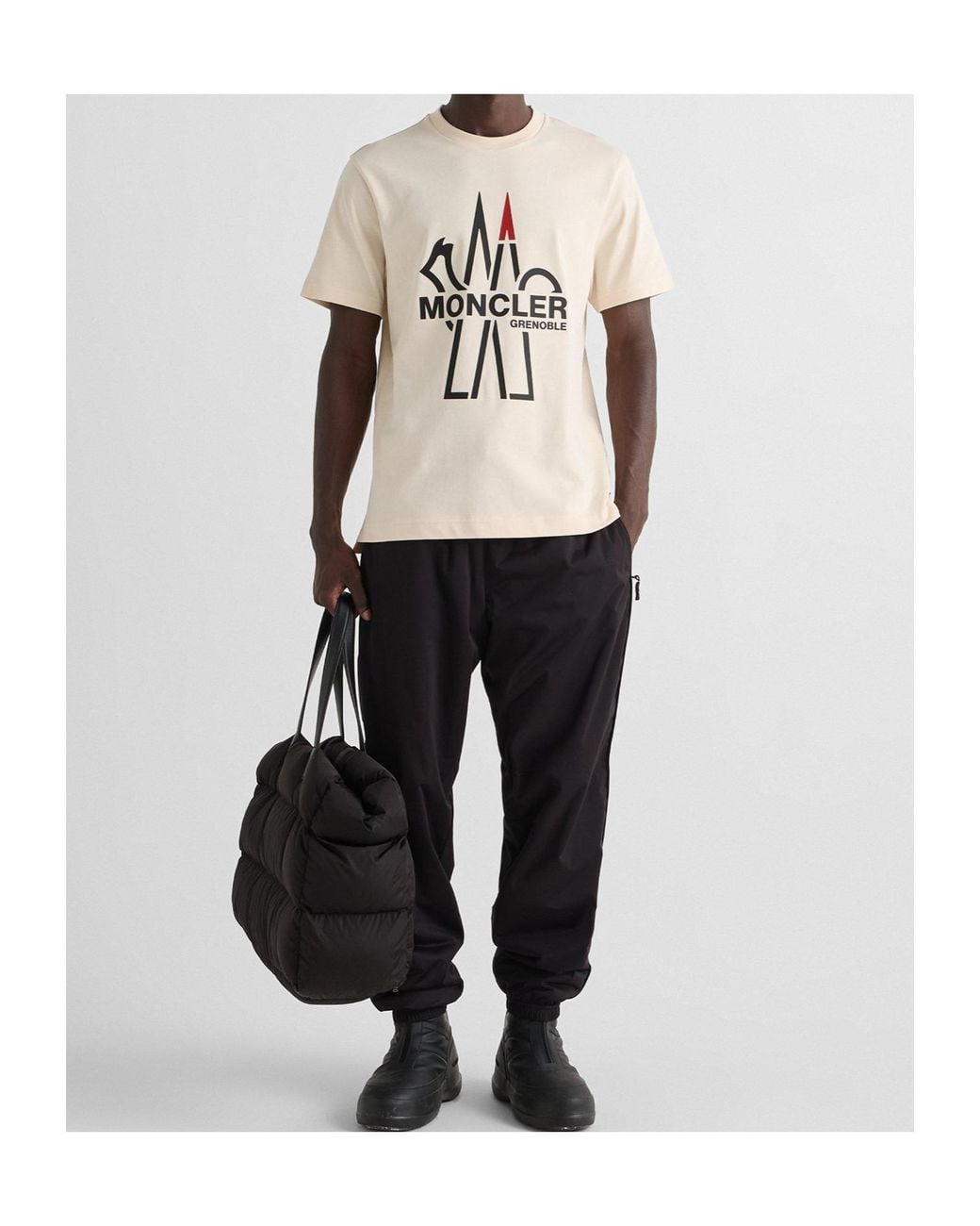 Moncler Natural Round-Neck Short-Sleeved T-Shirt for men
