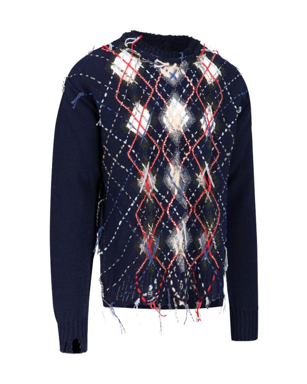 Maison Margiela Black Contrasting-Stitch Detailed Knitted Jumper for men