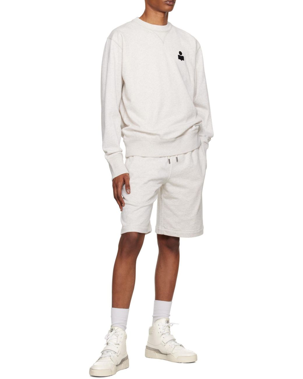 Isabel Marant White Logo Printed Crewneck Sweatshirt for men