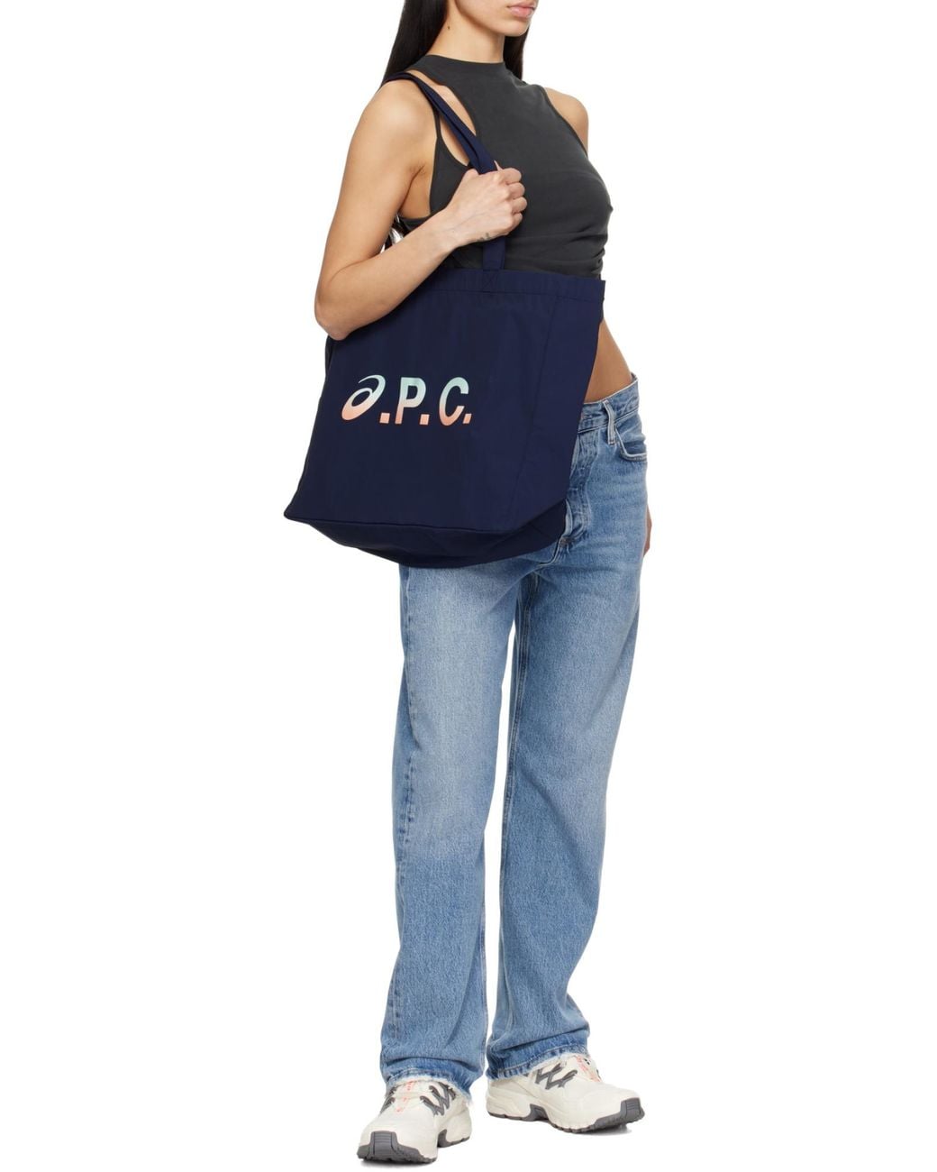 A.P.C. Black Logo-Print Top Handle Bag for men