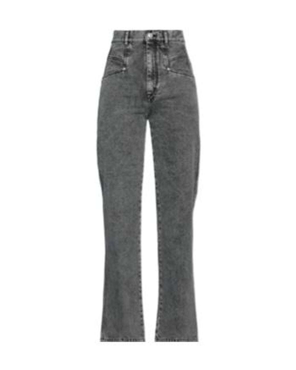 Isabel Marant Gray Solid Color High Waist Straight Leg Jeans