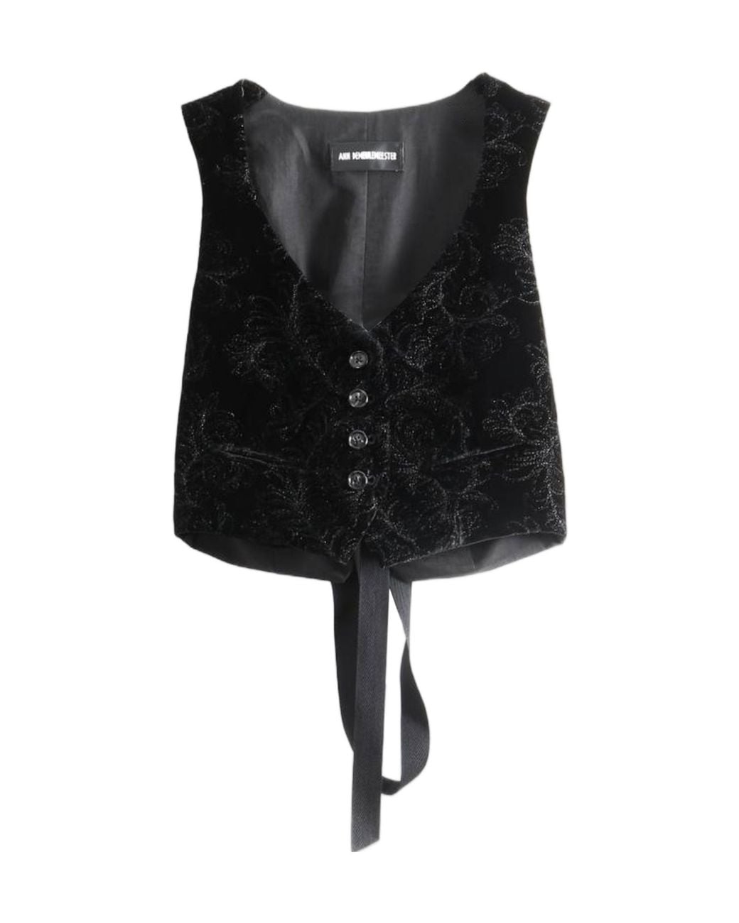 Ann Demeulemeester Black Diana Floral-Jacquard Cropped Waistcoat