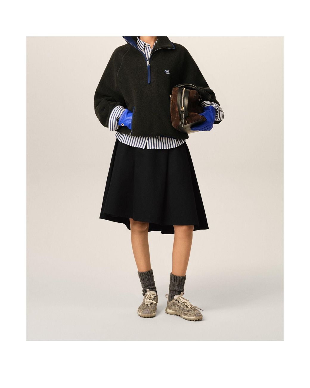 AMI Black Ami High-Low Flared Skirt