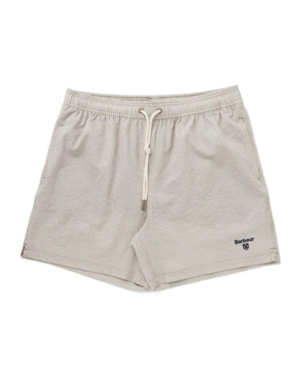 Barbour Gray Somerset Striped Drawstring Swim Shorts for men