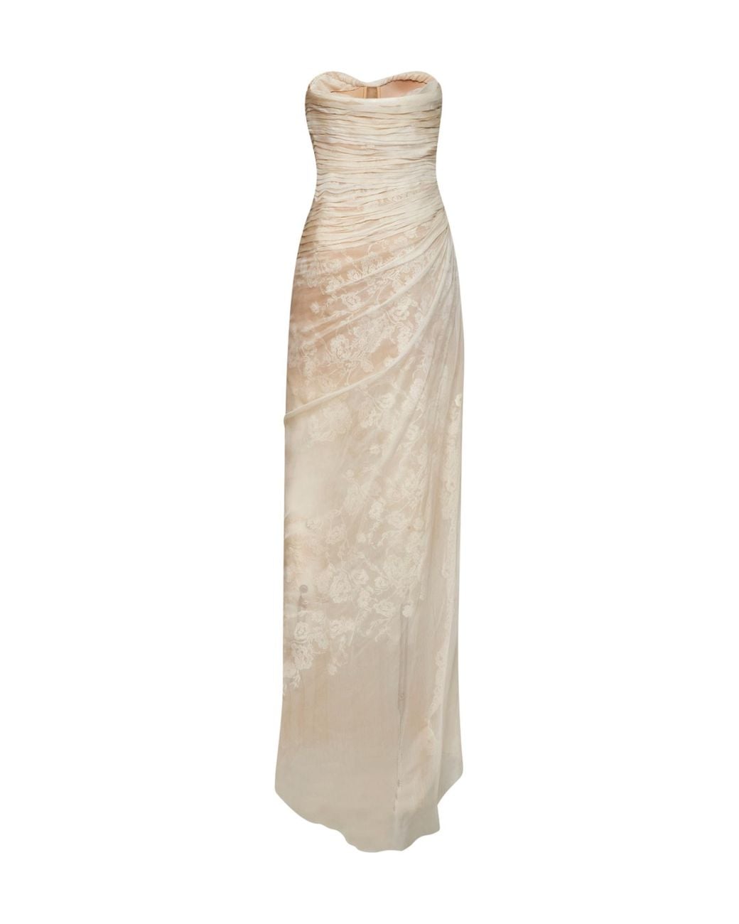 Ermanno Scervino White Lace Embroidered Georgette Strapless Dress