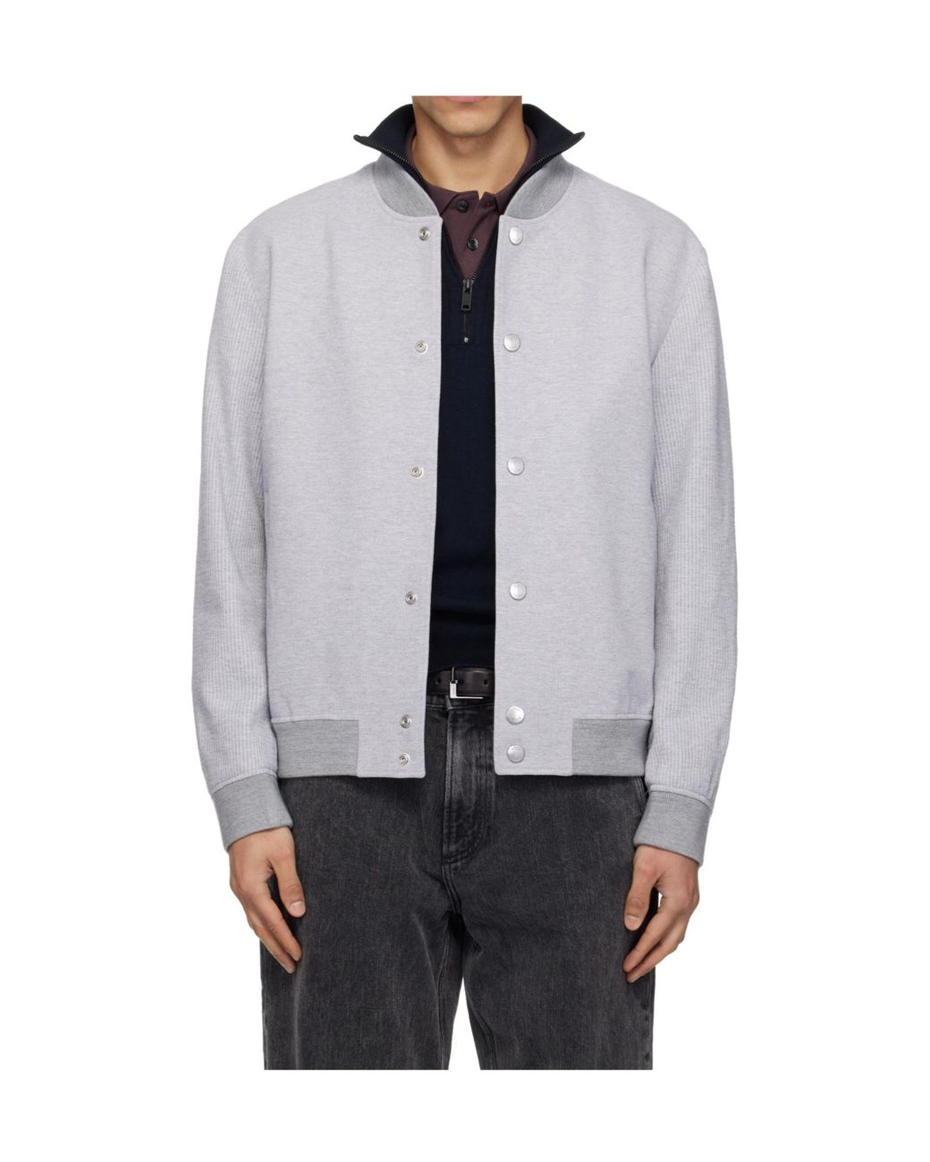 Boss Gray Long-Sleeved Aviator Casual Jacket for men