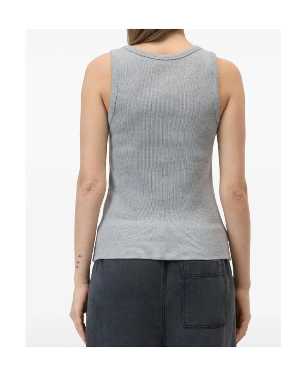 Closed Gray Ribbed Tank Top