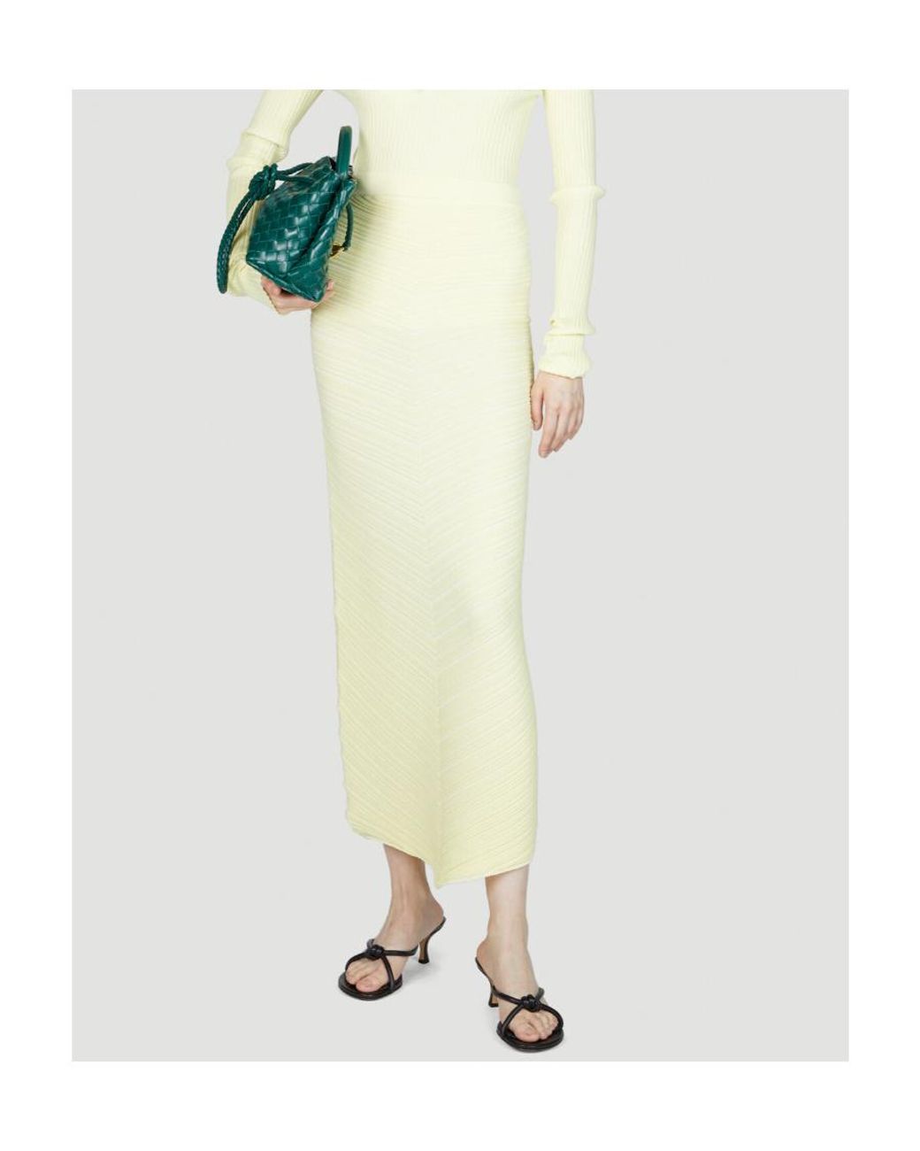 Bottega Veneta White Rib Midi Skirt