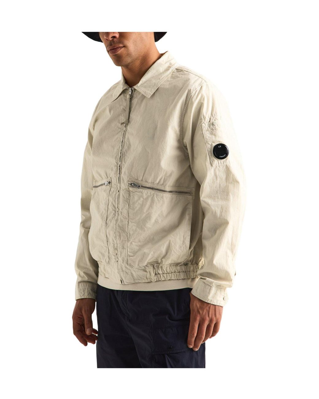C P Company Natural Zip-Up Shirt Jacket With Collar for men